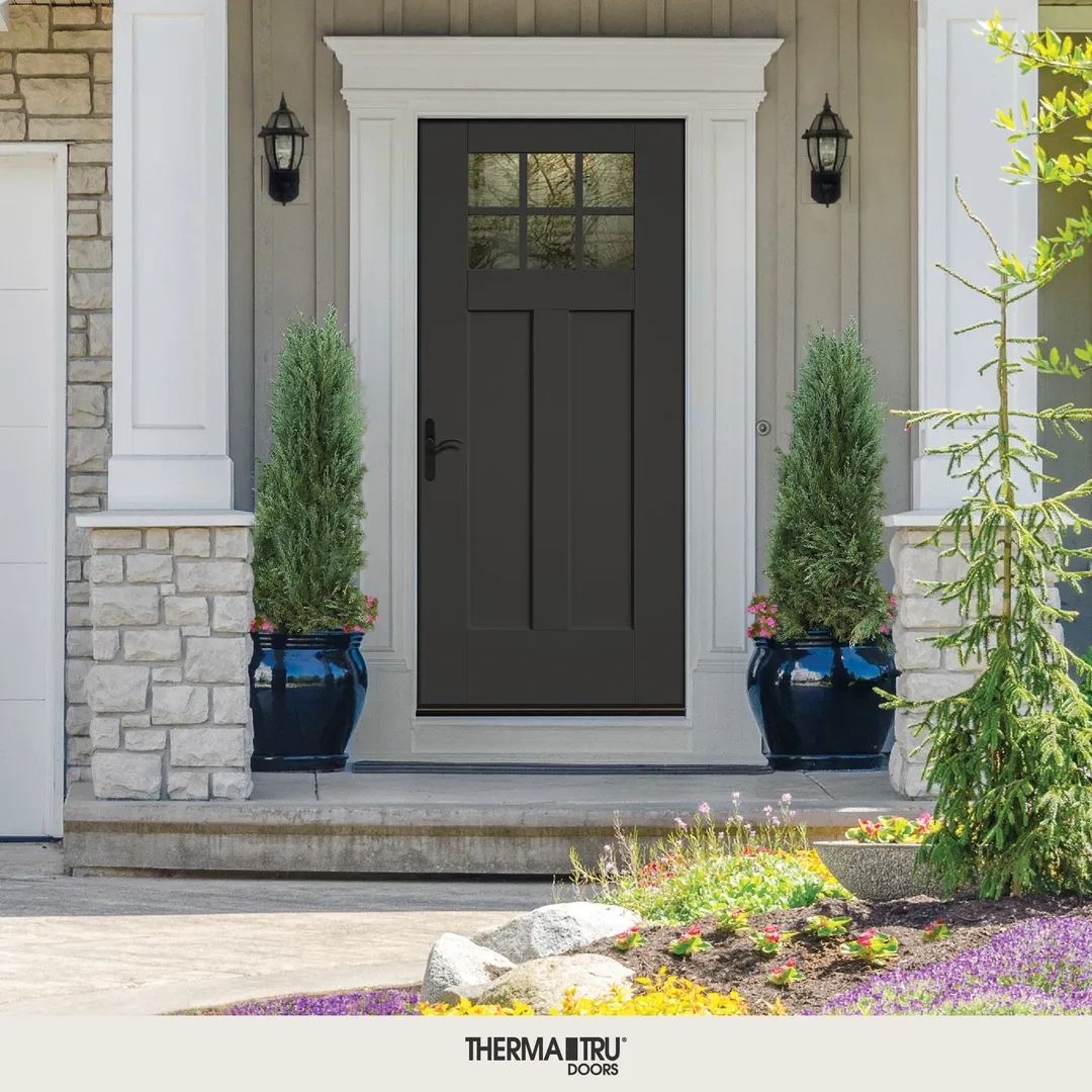Therma-Tru Benchmark Doors 32-in x 80-in Fiberglass Craftsman Right-Hand Inswing Ready-to-Paint Unfinished Prehung Single Front Door with Brickmould, photo 5 of 11