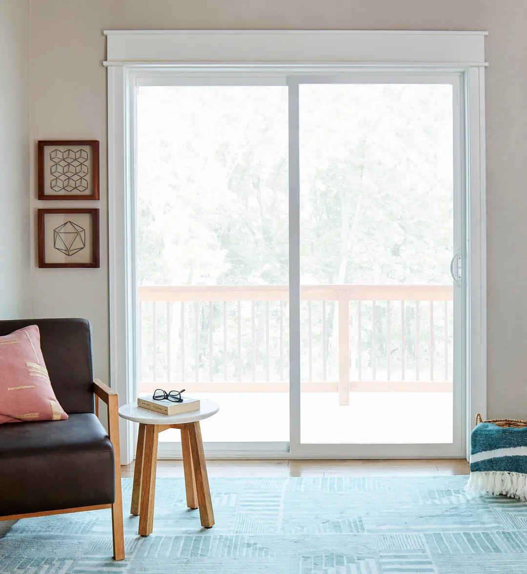 Pella 150 Series 96-in x 80-in x 4-9/16-in Jamb White Vinyl Sliding Universal Double Patio Door with Low-E Argon Glass, photo 3 of 5