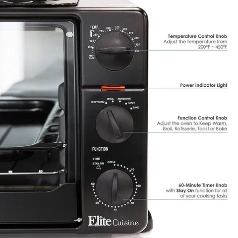 Platinum 1500 W 6-Slice Black Toaster Oven with Broiler