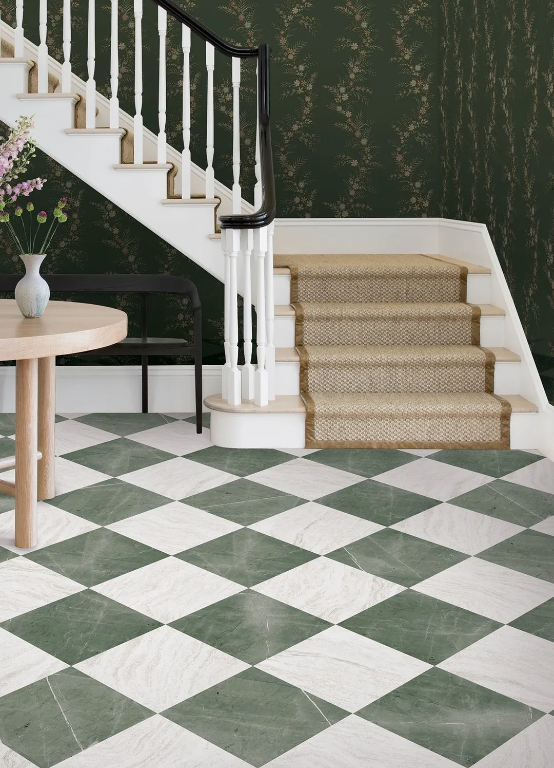FloorPops x Chris Loves Julia Green 2.76-mil x 12-in W Waterproof Peel and Stick Marble look Luxury Vinyl Tile Flooring ( 20-sq ft Carton ), photo 2 of 12