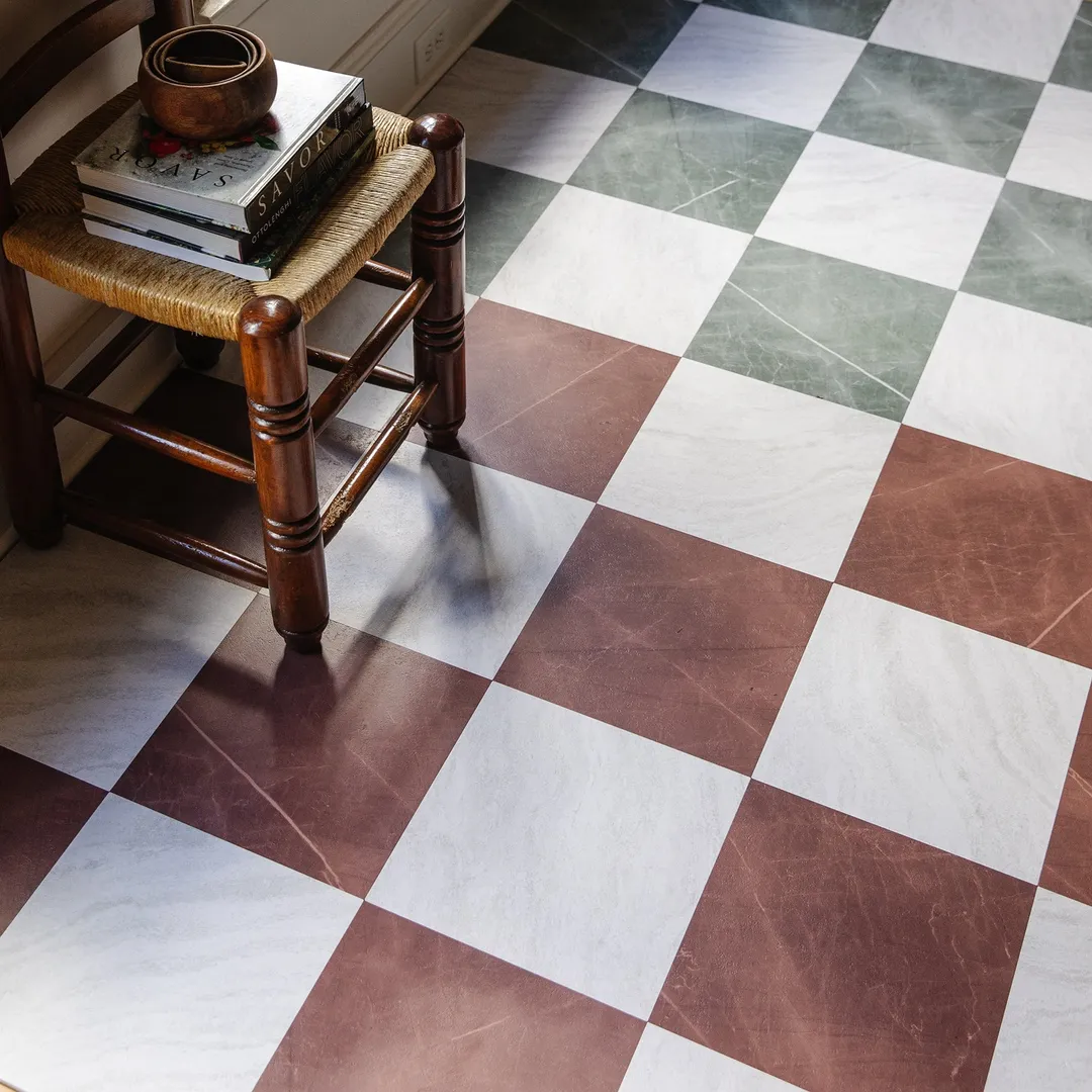 FloorPops x Chris Loves Julia Green 2.76-mil x 12-in W Waterproof Peel and Stick Marble look Luxury Vinyl Tile Flooring ( 20-sq ft Carton ), photo 9 of 12