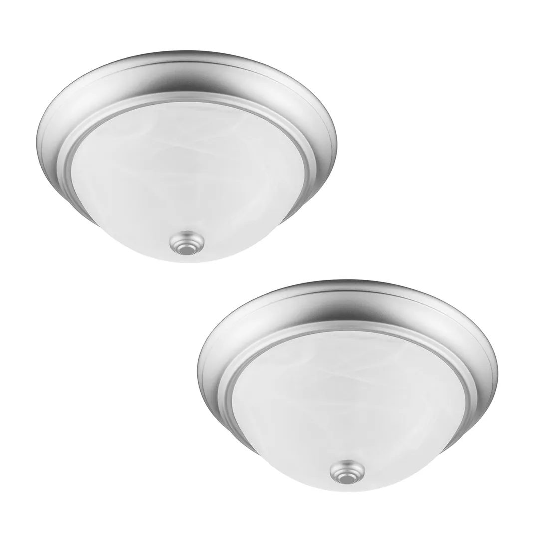 Project Source 2-Pack 13-in Satin Nickel Traditional Flush Mount Light, photo 8 of 15