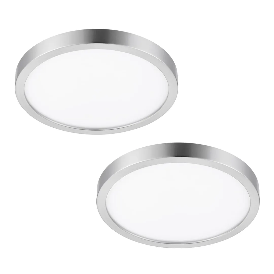 Project Source 2-Pack 12-in Brushed Nickel Transitional Integrated LED Flush Mount Light, 3000K, Dimmable, photo 5 of 12
