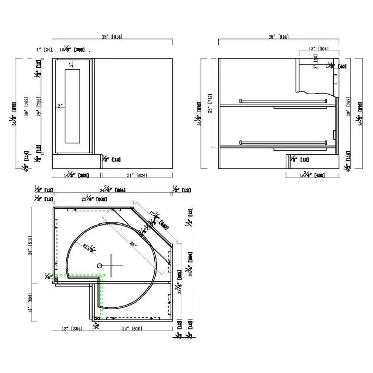 Brookings Plywood Ready to Assemble Shaker 36x34.5x24 in. 2-Door Lazy Susan Corner Base Kitchen Cabinet in White, photo 14 of 16