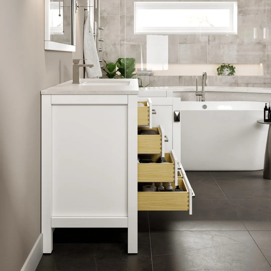 Eviva London 54-in Blue Undermount Single Sink Bathroom Vanity with White Quartz Top, photo 7 of 7