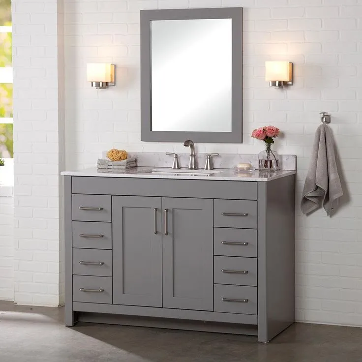 Westcourt 48 in. W x 21 in. D x 34 in. H Bath Vanity Cabinet Only in Sterling Gray, photo 3 of 17