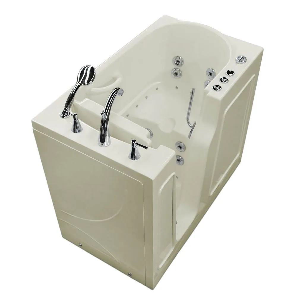 Rampart 3.9 ft. Walk-in Whirlpool and Air Bathtub with 6 in. Tile Easy Up Adhesive Wall Surround in Biscuit, photo 7 of 13