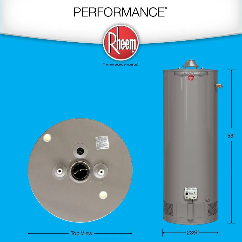 Performance 55 Gal. Tall 6 Year 50,000 BTU Natural Gas Tank Water Heater, photo 2 of 7