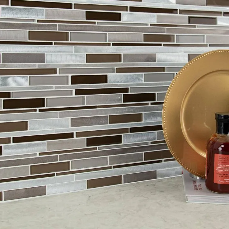 MSI Madison Avenue Interlocking 12 in. x 12 in. x 8mm Glass Metal Mosaic Wall Tile (1 sq. ft.), photo 3 of 8