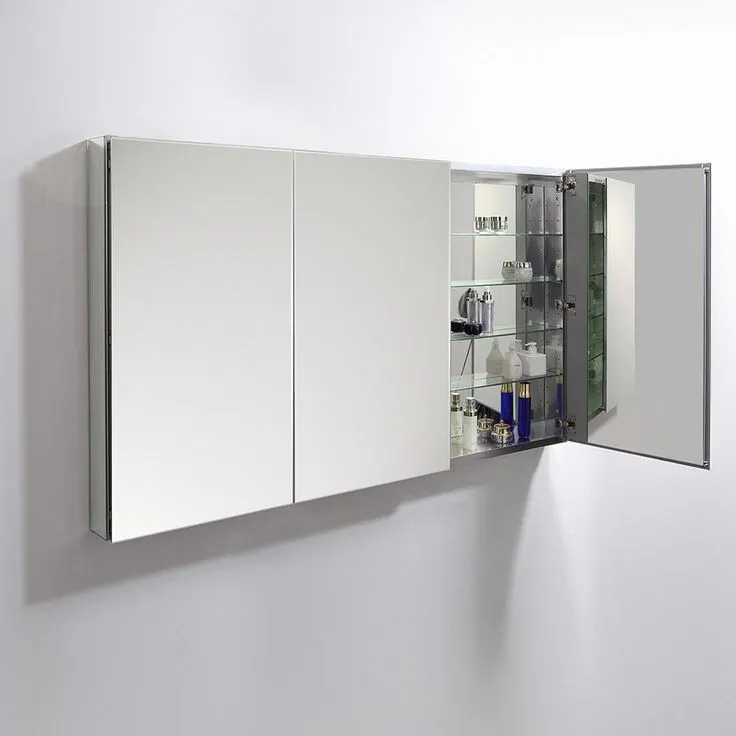 Fresca 59 in. W x 36 in. H x 5 in. D Frameless Recessed or Surface-Mounted Bathroom Medicine Cabinet, photo 4 of 6