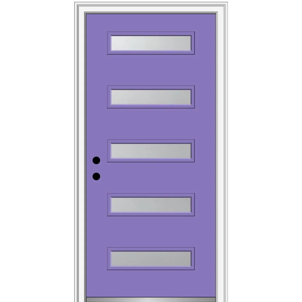 MMI Door 36 in. x 80 in. Davina Right-Hand Inswing 5-Lite Frosted Glass Painted Steel Prehung Front Door on 4-9/16 in. Frame, photo 33 of 42