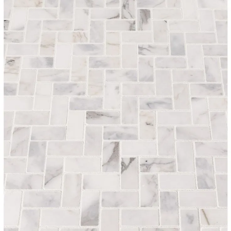 MSI Calacatta Cressa Herringbone 12 in. x 12 in. x 10 mm Honed Marble Mesh-Mounted Mosaic Tile (9.4 sq. ft. / case), photo 3 of 7