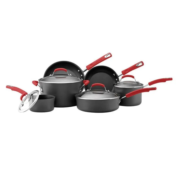 Classic Brights 14-Piece Aluminum Nonstick Cookware Set in Cranberry Red Gradient, photo 2 of 10