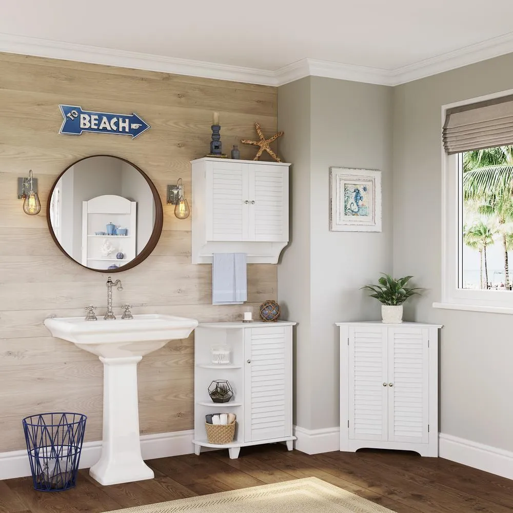 RiverRidge Ellsworth 23-5/8 in. W x 31-1/10 in. H Bathroom Linen Storage Floor Cabinet with Side Shelves in White, photo 3 of 9