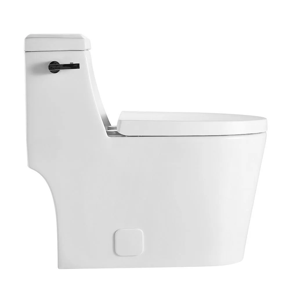 1-Piece 0.8 GPF/1.28 GPF Single Flush High Efficiency Elongated Toilet in White, Seat Included, photo 3 of 7