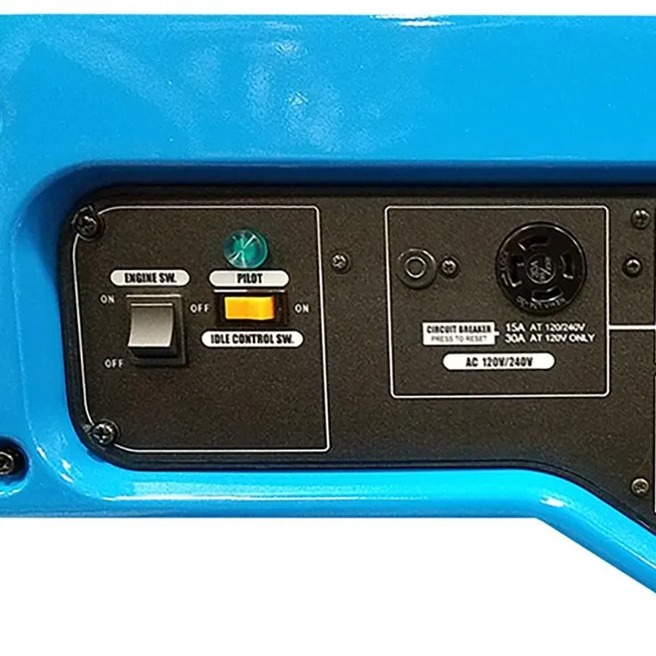 TSURUMI PUMP 3,600 Watt Gasoline Powered Portable Blue Generator with GFCI Protection and Honda GX240 Engine, photo 3 of 4
