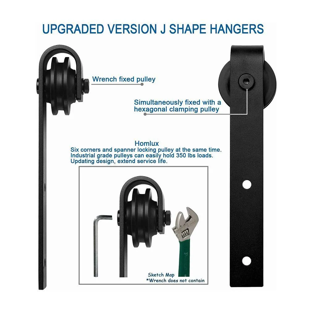 11.5 in. Black J-Shape Steel Barn Style Sliding Door Hardware Replacement Roller (2-Pack), photo 3 of 5