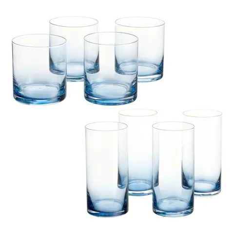 Skylar Midnight Blue Ombre 12.4 oz. Double Old-Fashioned and 19.8 oz. Highball Glasses