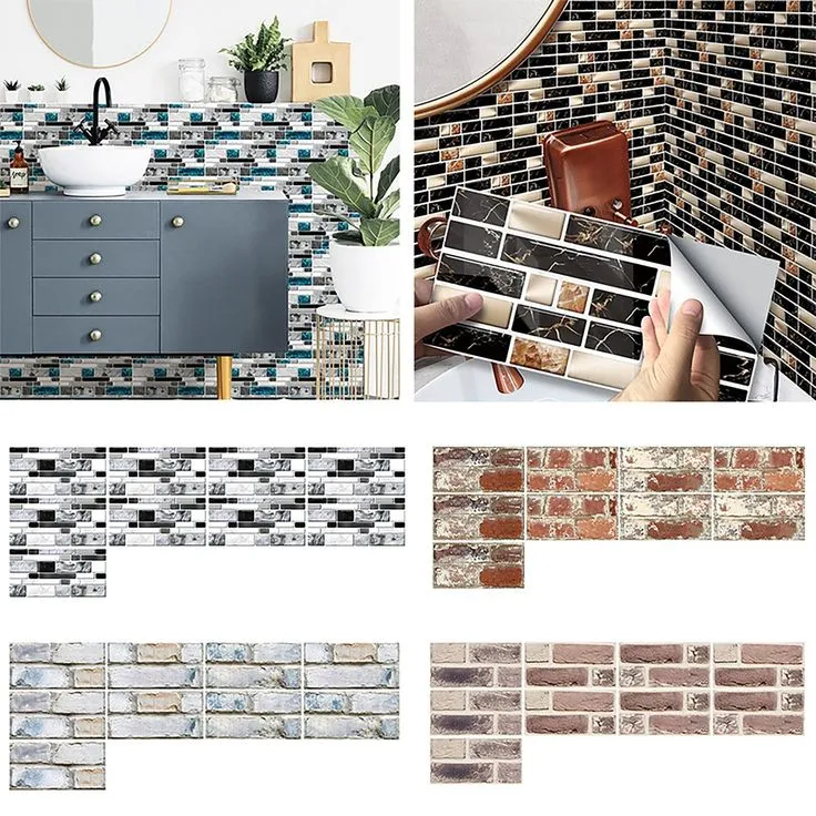 7.87'' X 3.94" 3D Self-Adhesive Kitchen Wall Tiles Bathroom Mosaic Brick Stickers Home DIY Decor, photo 2 of 10