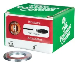 Zinc-Plated Steel M16 mm Flat Washer, 25-Pack