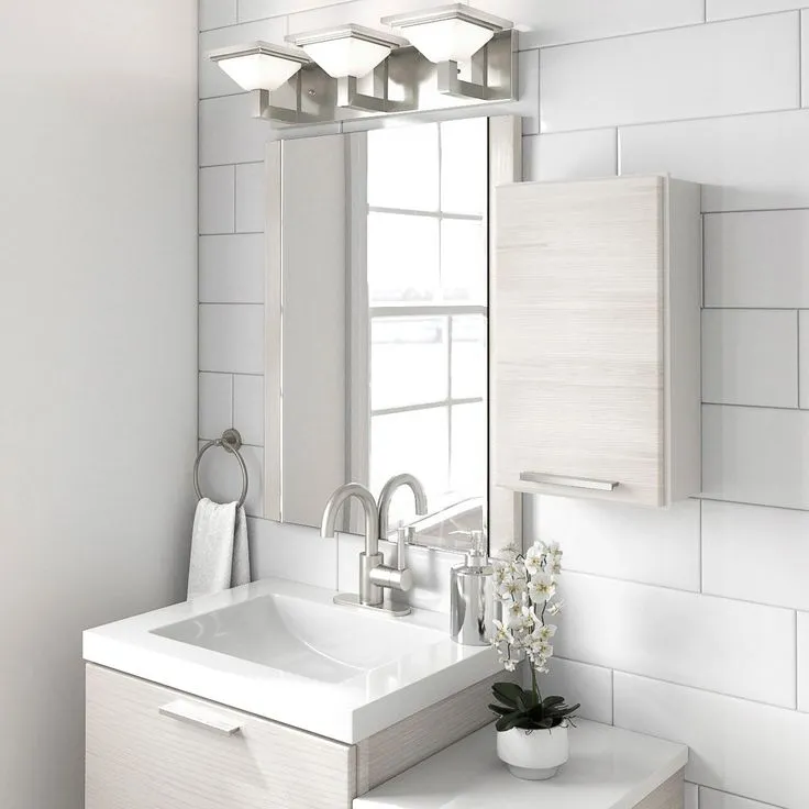 Style Selections Acadia 12-in W x 20-in H x 6.93-in D White Bathroom Wall Cabinet, photo 4 of 8