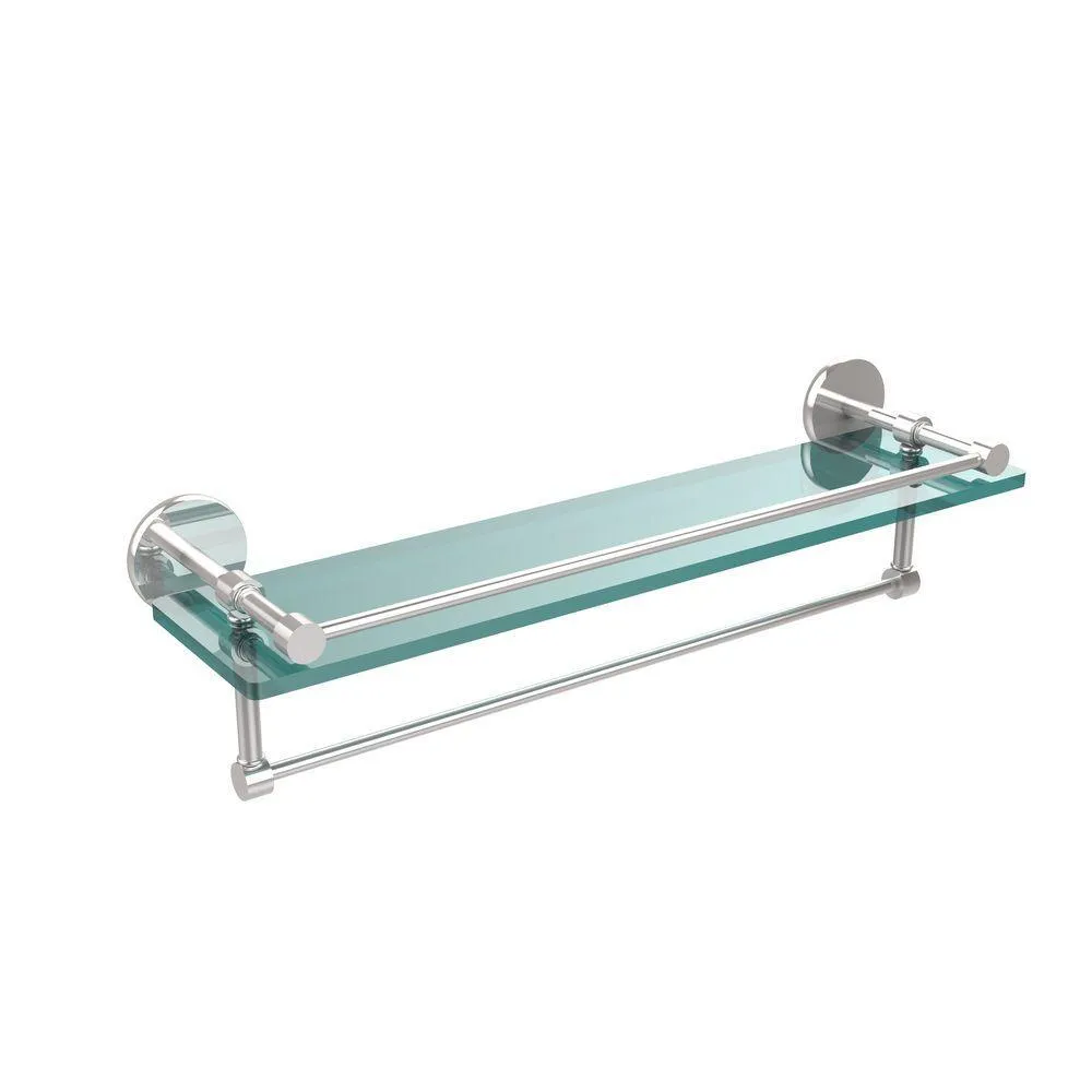 22 in. L x 5 in. H x 5 in. W Gallery Clear Glass Bathroom Shelf with Towel Bar in Satin Nickel, photo 8 of 14