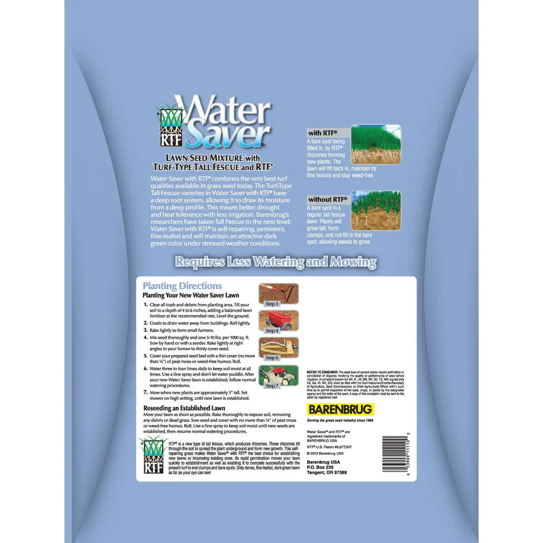 Barenbrug Water Saver Tall Fescue Grass Sun or Shade Grass Seed 10 lb, photo 2 of 2