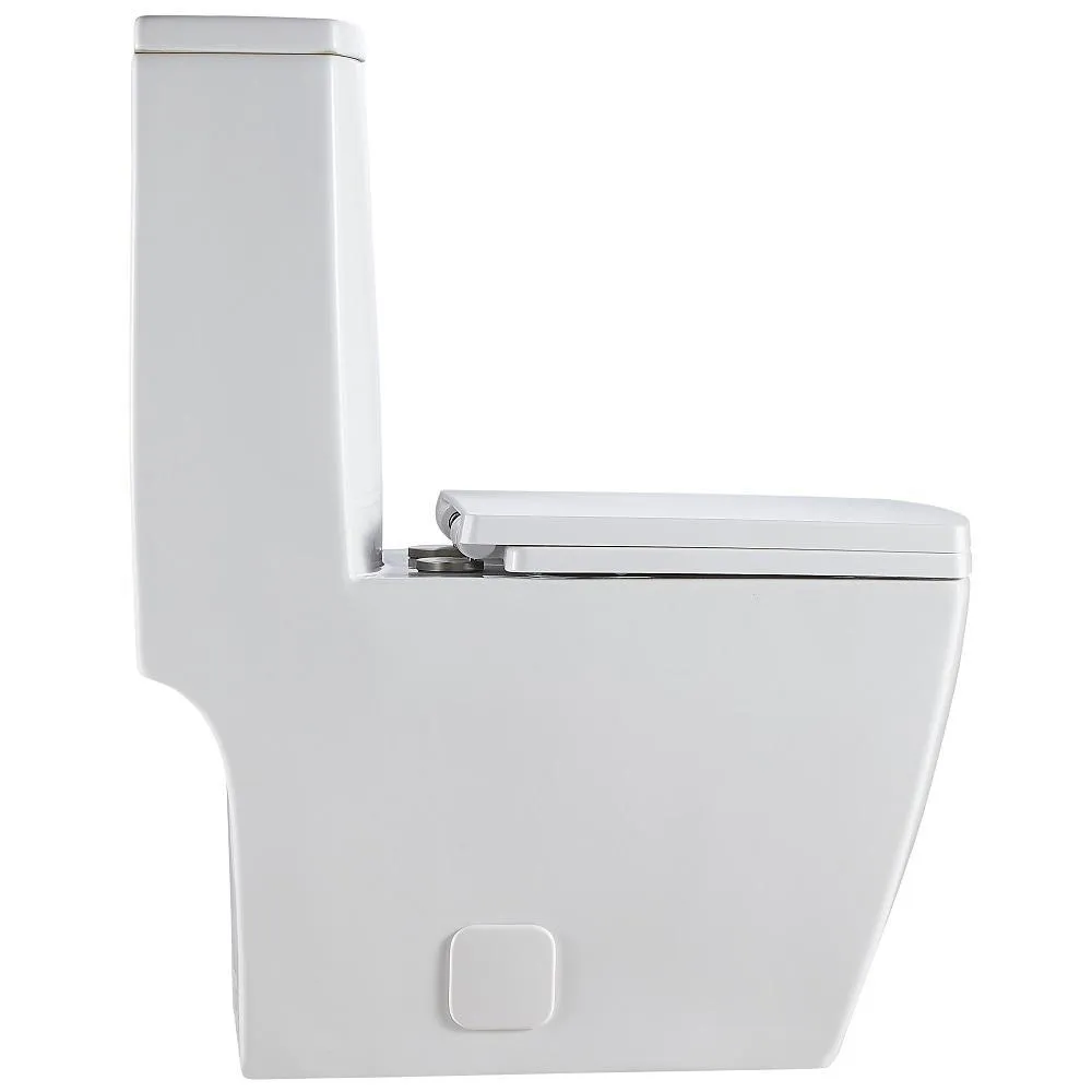 1-Piece 1.28 GPF Dual Flush High Efficiency Elongated Toilet in White, Seat Included, photo 3 of 7