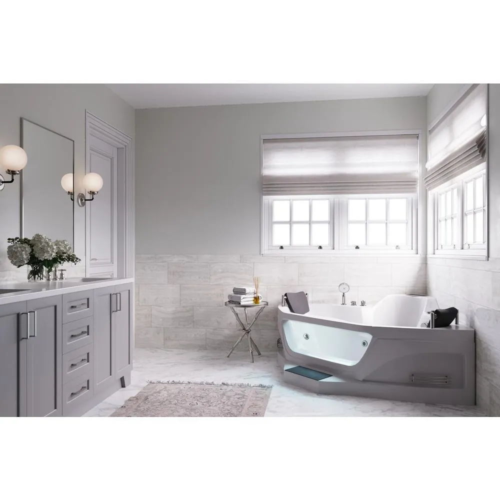 5 ft. Right Drain Corner Alcove Whirlpool Bathtub in White, photo 2 of 9