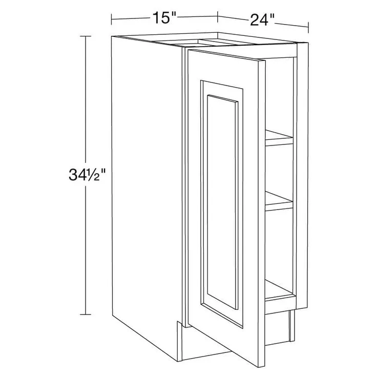 Home Decorators Collection Grayson 15 in. W x 24 in. D x 34.5 in. H Assembled Plywood Full Height Door Base Kitchen Cabinet in Mythic Blue LH, photo 5 of 5