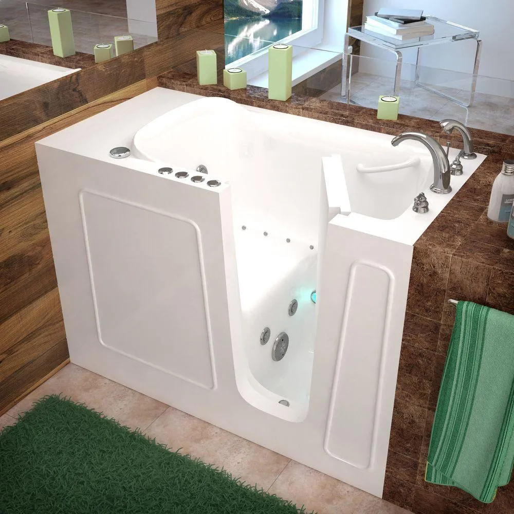Rampart Nova Heated 4.5 ft. Walk-in Whirlpool and Air Bathtub with 4 in. Tile Easy Up Adhesive Wall Surround in White, photo 11 of 12