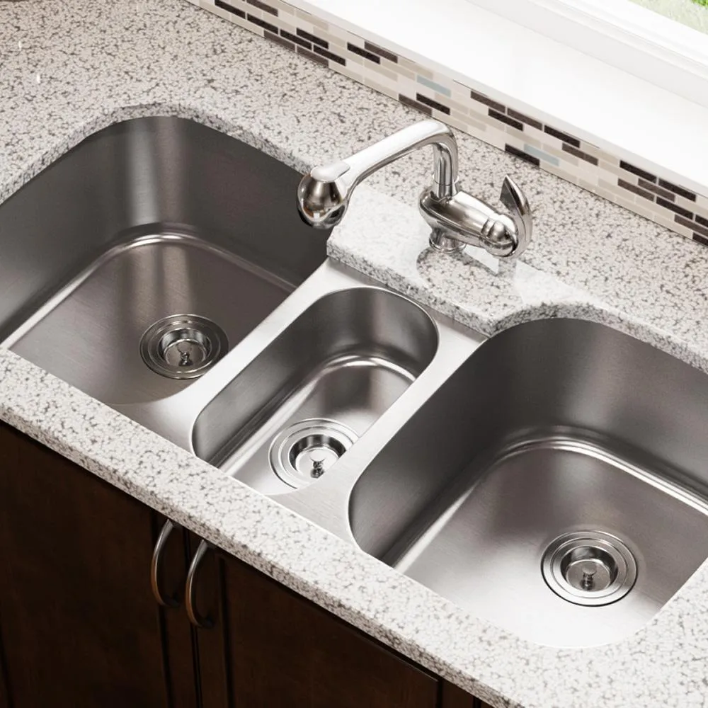 All-in-One Undermount Stainless Steel 43 in. Triple Bowl Kitchen Sink, photo 12 of 12