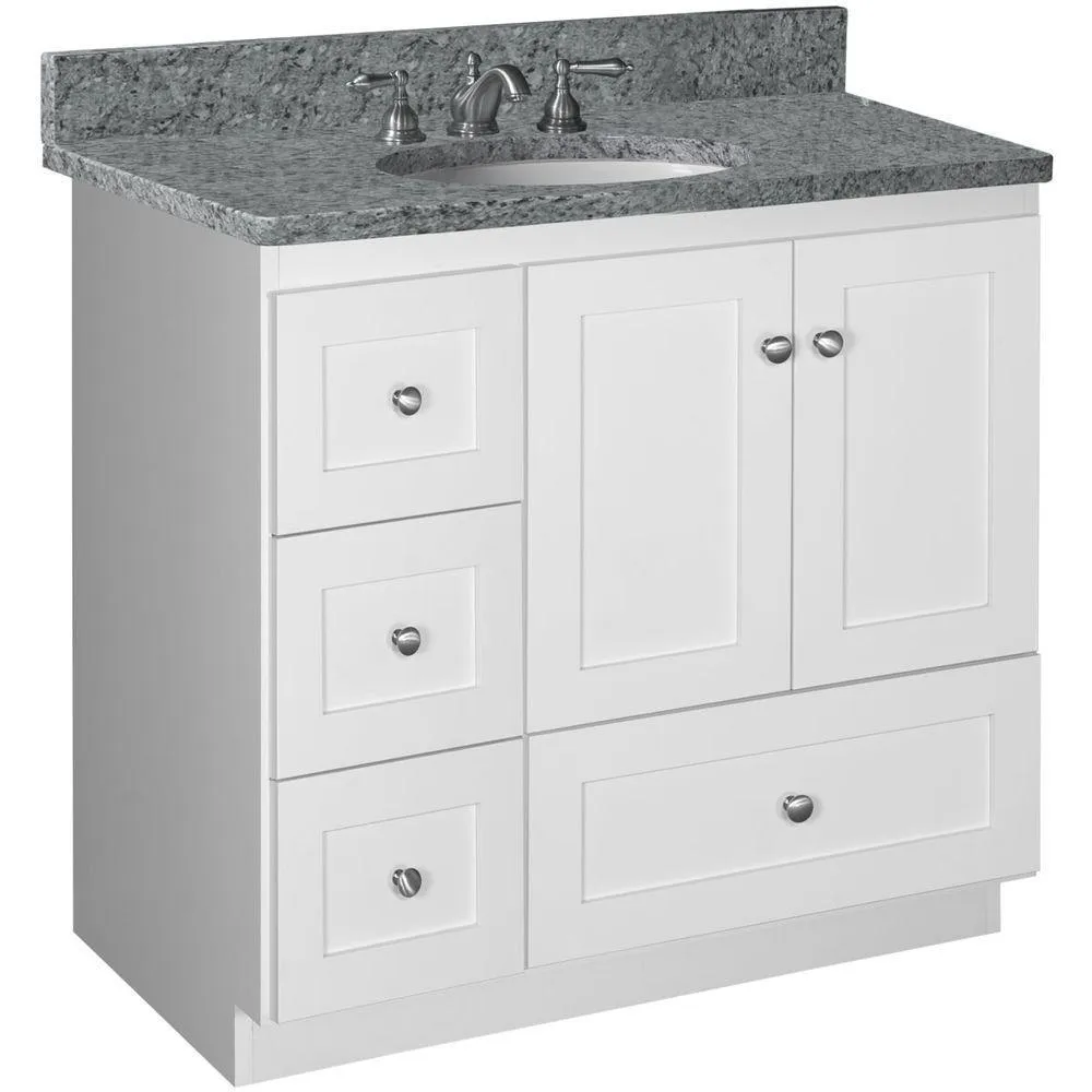 Shaker 30 in. W x 21 in. D x 34.5 in. H Vanity with Left Drawers Cabinet Only in Satin White, photo 9 of 12
