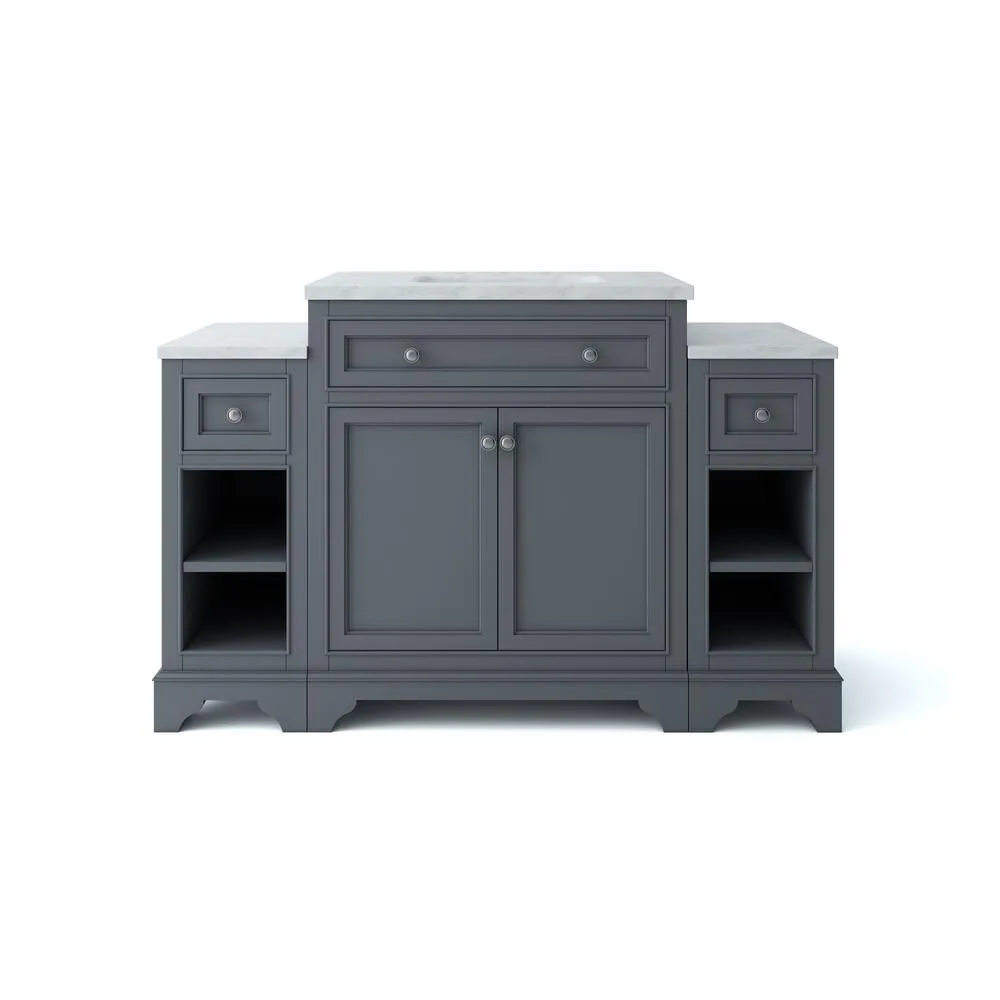 Mornington 54 in. W x 21 in. D Single Bath Vanity in White with Marble Vanity Top in White with White Sink, photo 7 of 8