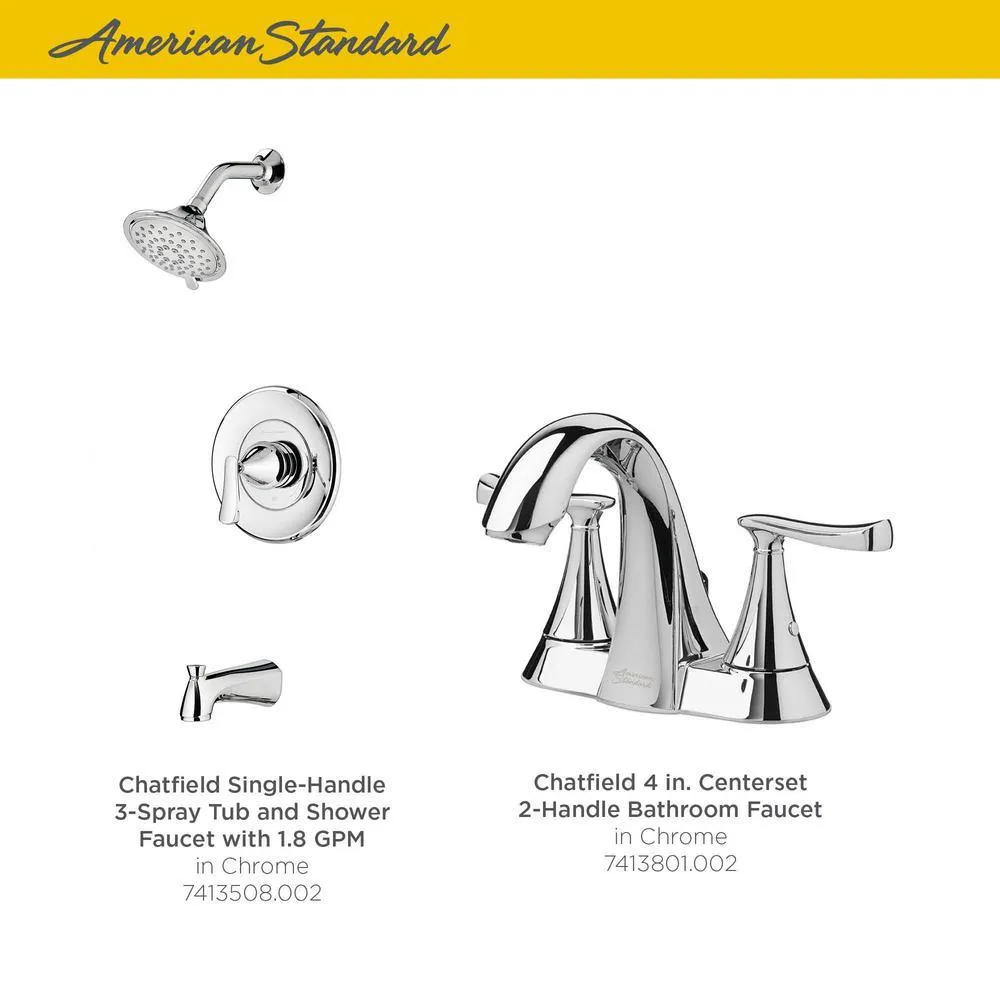 Chatfield Single-Handle 3-Spray Tub and Shower Faucet and 4 in. Centerset Bathroom Faucet Set in Polished Chrome, photo 2 of 9