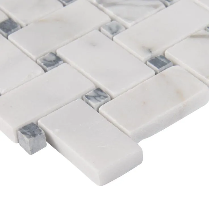 MSI Calacatta Cressa Basket Weave 12 in. x 12 in. x 10 mm Honed Marble Mesh-Mounted Mosaic Tile (10 sq. ft. / case), photo 5 of 11