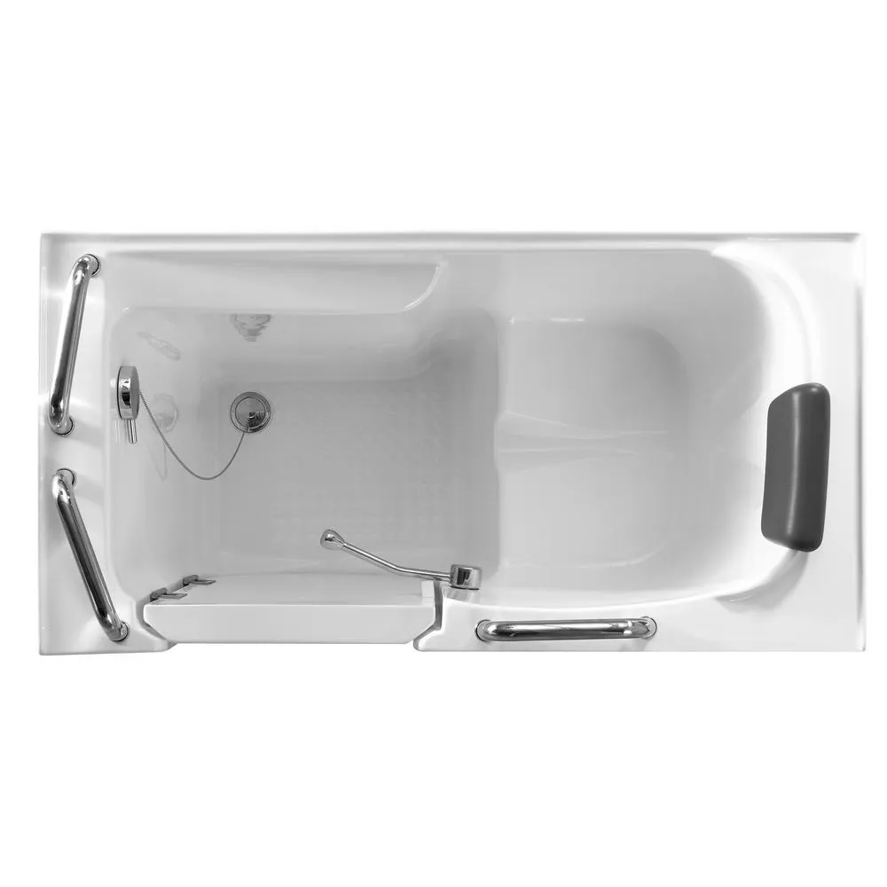 Empava 52.5 in. Left Side Walk-in Freestanding Bathtub Flatbottom Soaking SPA Tub in White, photo 3 of 10