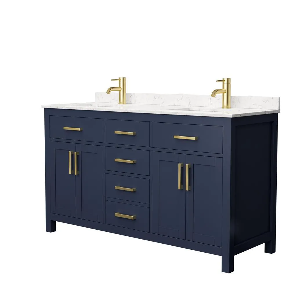 Beckett 72 in. W x 22 in. D Double Bath Vanity in Dark Gray with Cultured Marble Vanity Top in Carrara with White Basins, photo 29 of 53