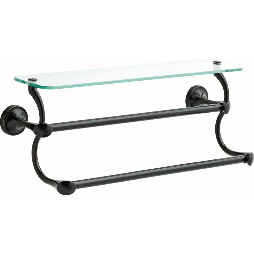 18 in. Glass Shelf with Double Towel Bar in SpotShield Brushed Nickel, photo 9 of 9