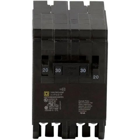 Homeline 2-20 Amp Single-Pole 1-30 Amp 2-Pole Quad Tandem Circuit Breaker