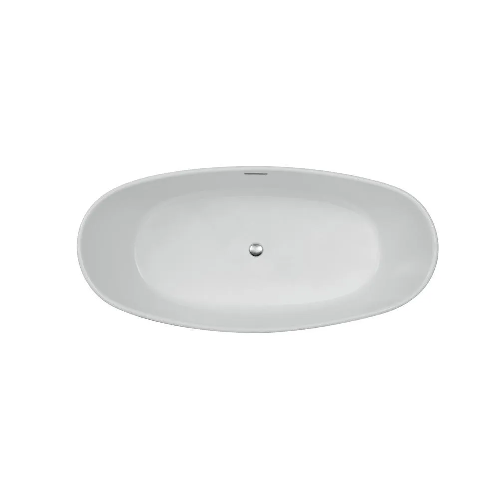 70 in. Acrylic Center Drain Oval Flat Bottom Freestanding Bathtub in White, photo 4 of 8