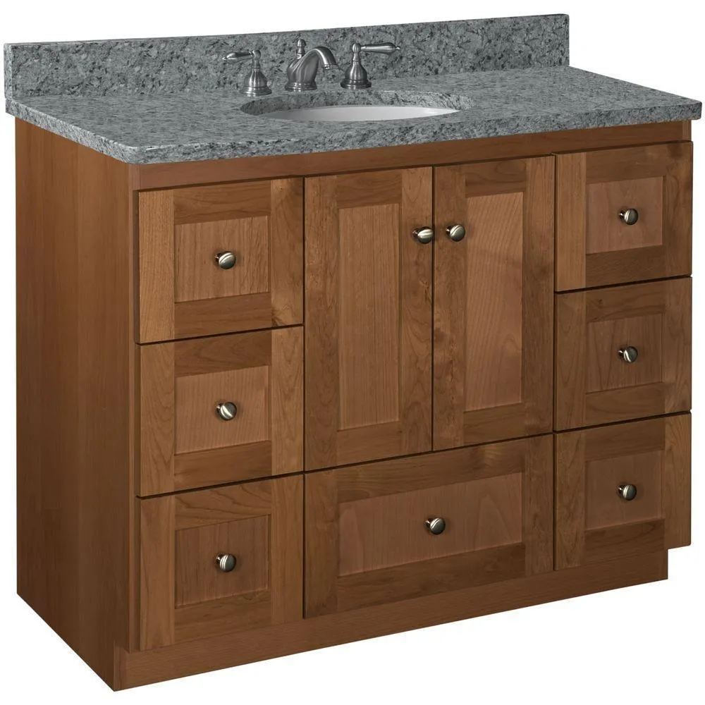 Shaker 42 in. W x 21 in. D x 34.5 in. H Vanity Cabinet Only in Natural Alder, photo 20 of 47