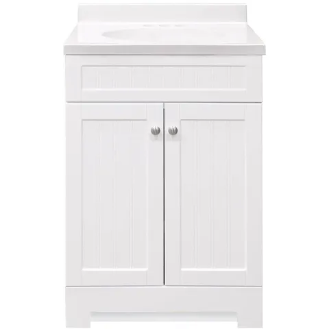 Ellenbee 24-in White Single Sink Bathroom Vanity with White Cultured Marble Top