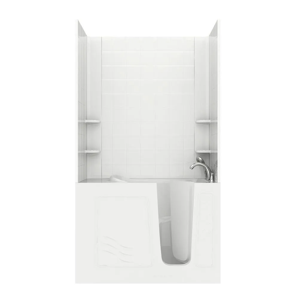 Rampart Nova Heated 5 ft. Walk-in Whirlpool and Air Bathtub with 6 in. Tile Easy Up Adhesive Wall Surround in White, photo 32 of 33