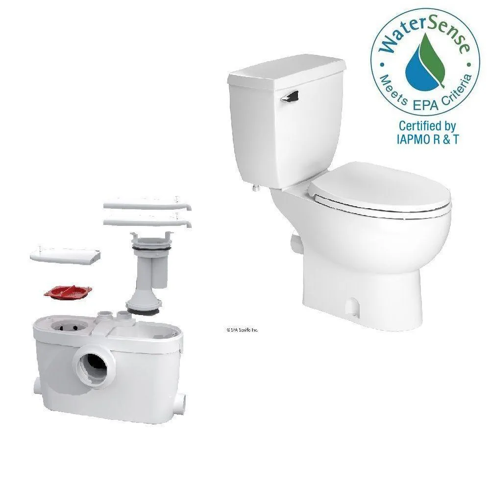 SaniAccess3 2-Piece 1.280 GPF Single Flush Elongated Toilet with.5 HP Macerating Pump in White, photo 2 of 10