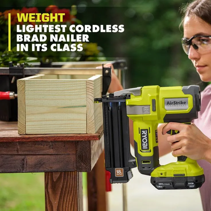 RYOBI 18-Volt ONE+ Cordless AirStrike 18-Gauge Brad Nailer (Tool Only) with Sample Nails, photo 6 of 8