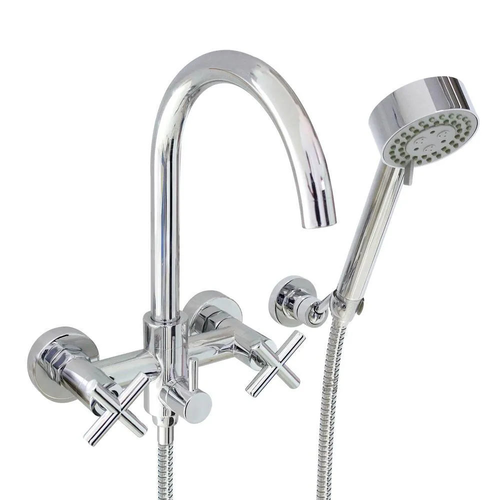 MODONA Modern 6 in. 2-Handle 3-Spray Tub and Shower Faucet with Massage Hand Held Shower in Polished Chrome (Valve Included), photo 7 of 7