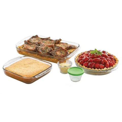 Baker's Basics 7-Piece Glass Bakeware Set with 4 Lids