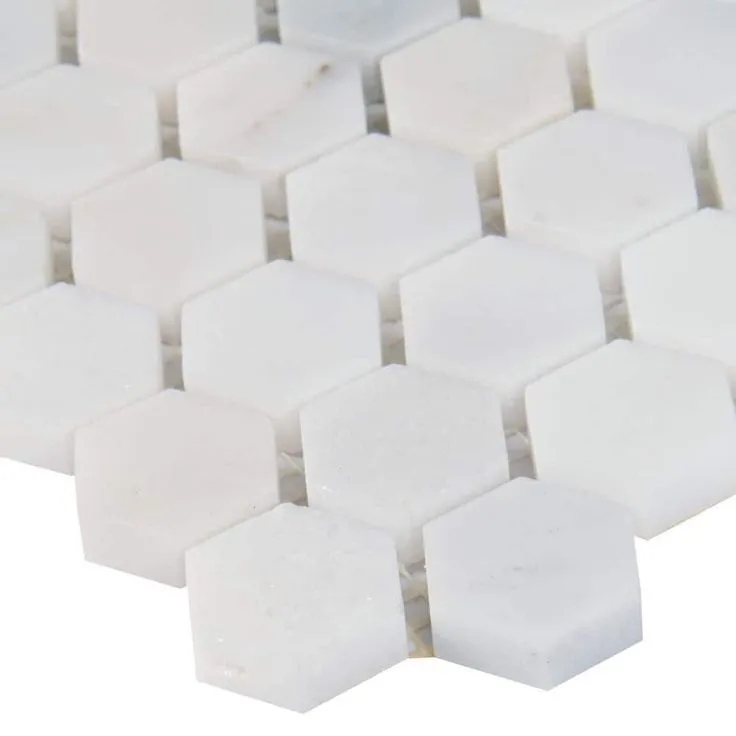 MSI 
    Greecian White Mini Hexagon 11.61 in. x 11.81 in. x 10 mm Polished Marble Mesh-Mounted Mosaic Tile (0.95 sq. ft.), photo 3 of 7