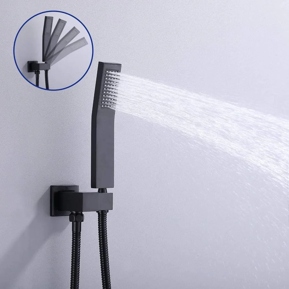 3-Handle 1-Spray High Pressure Tub and Shower Faucet with Hand Shower in Matte Black Ceramic Disc (Valve Included), photo 5 of 9